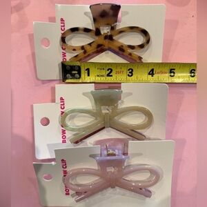 Set of Three Bow Hair Claw Clips